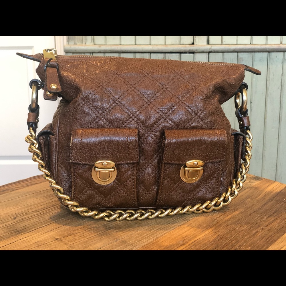 Marc Jacobs brown quilted bag w/ gold chain strap